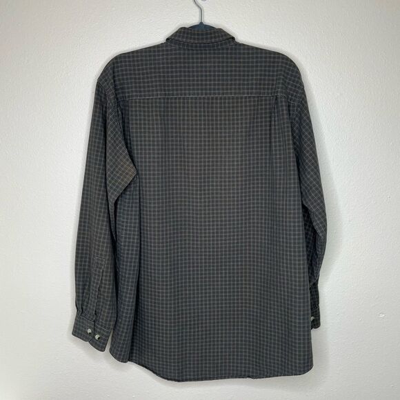 LL Bean Plaid Check Button Down Green Tan Blue Long Sleeve Shirt Men Medium - Picture 5 of 13